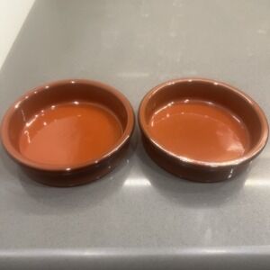 Set Of 2 CERMER Ramekins Terracotta Pottery Baking Dessert Dish Creme Brûlée